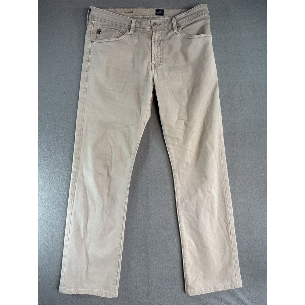 AG Adriano Goldschmied The Protege Jeans Mens 34x34 Beige Straight Denim Casual